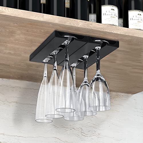 Black 4 Pack Plastic Wine Glass Rack with 4 Coasters B212