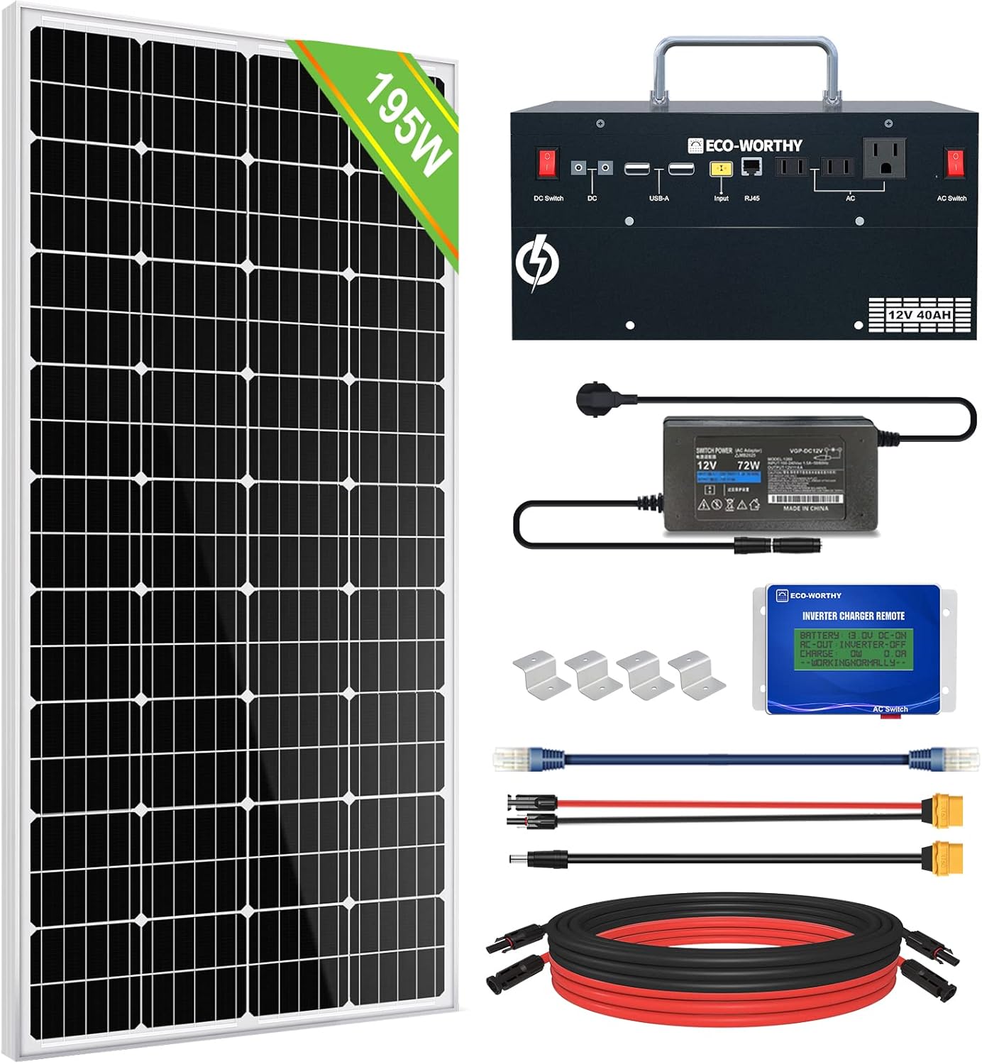 400W 1.6KWH Complete Solar Power System with 2 Solar Panels and Power Station W87373