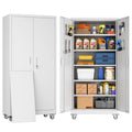 73" H Metal Storage Cabinet with Wheels and Locking Doors X5049