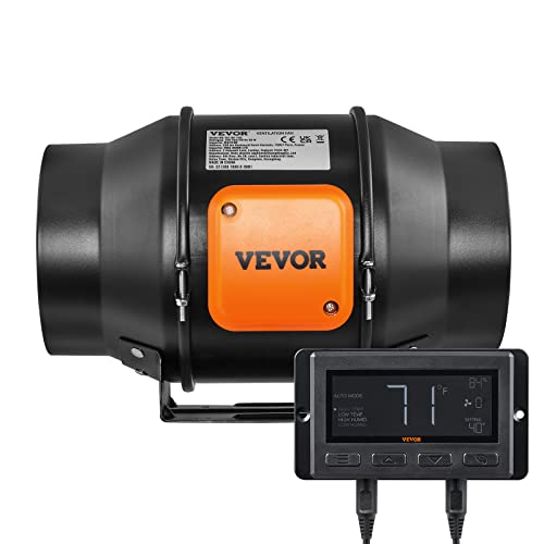 Inline Duct Fan with Temperature Humidity Controller, Quiet EC-Motor Ventilation Exhaust Fan K1485
