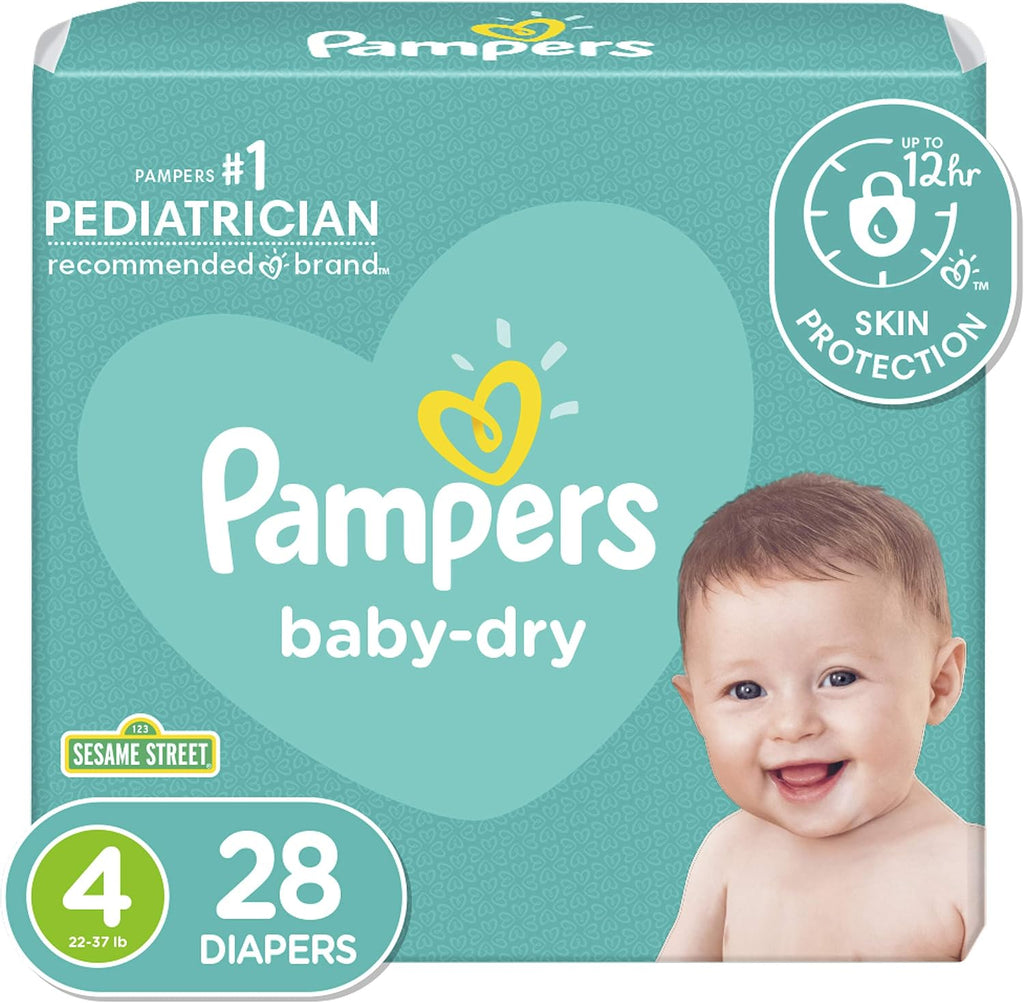 Size 4 Baby Dry Diapers, 28 Count Z260565
