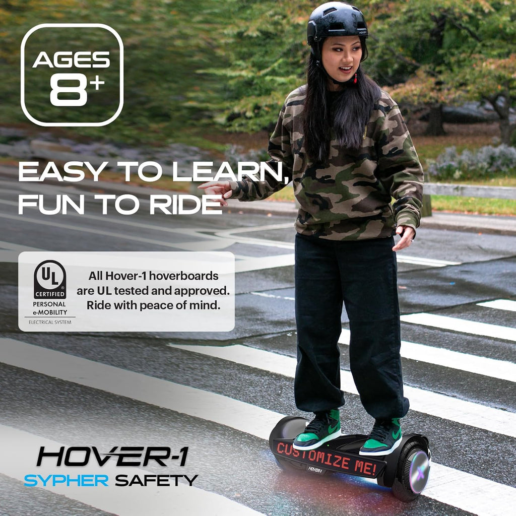 Electric Self-Balancing Hoverboard with Customizable Screen, Dual 150W Motors, 7 mph Max Speed, 7 Miles Max Range G674713