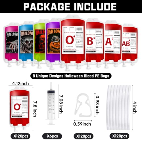 120 Packs Halloween Blood Bags for Drink Z3653