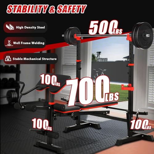 8 in 1 Olympic Weight Bench Set with Barbell Rack C3335