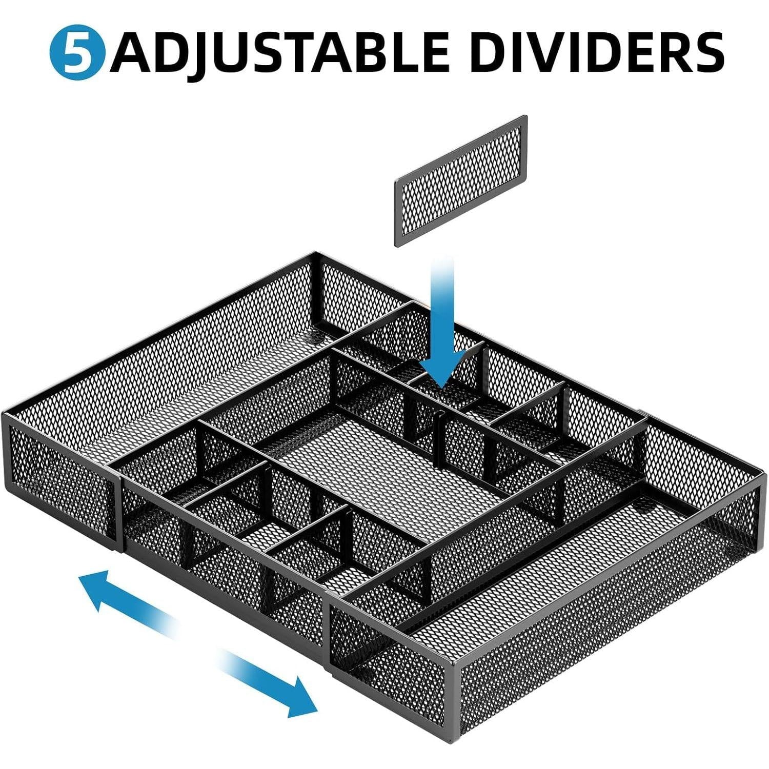 Mesh Drawer Organizer with 10 Adjustable Compartments D40867