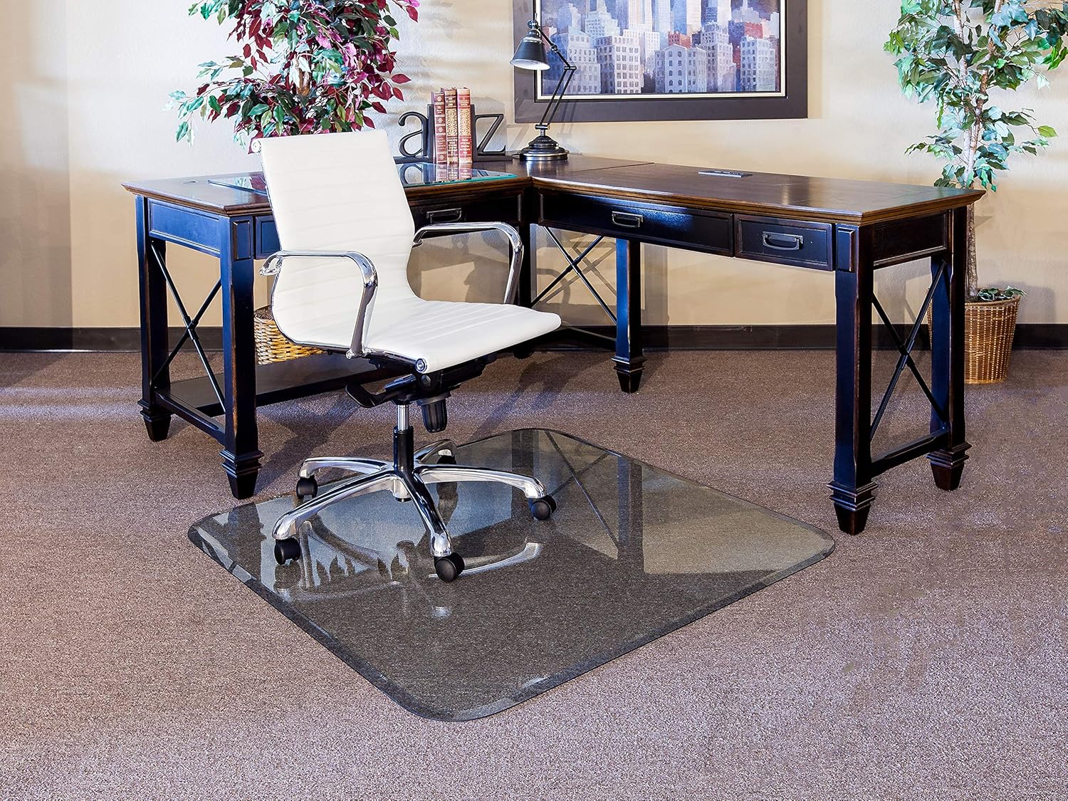36" x 46" Clear Tempered Glass Chair Mat with Beveled Edge Y38411