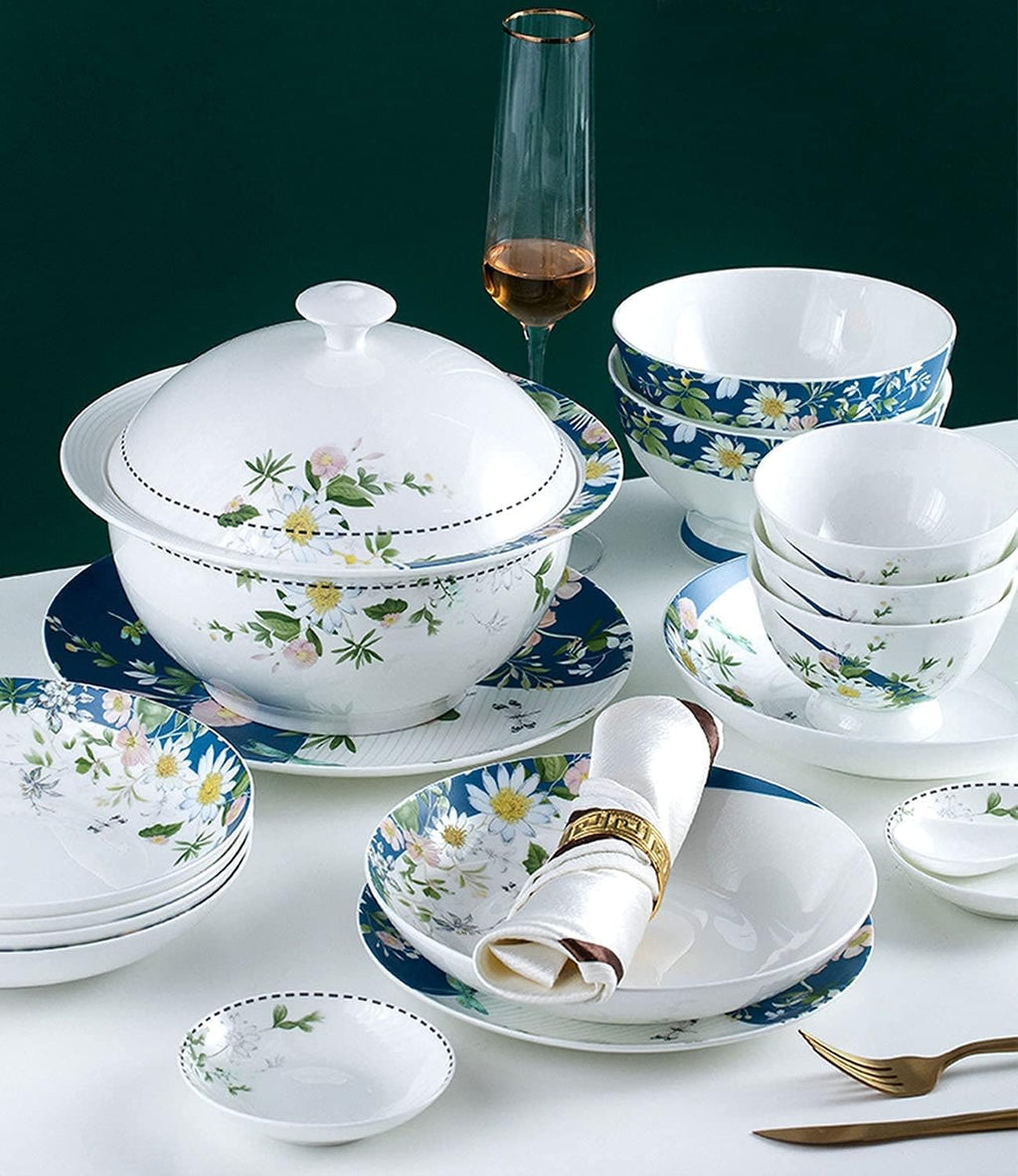 56-Piece Ceramic Bone China Dinnerware Set W9322
