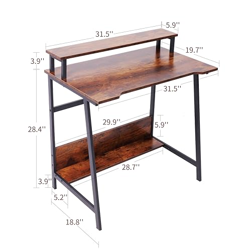 Retro 31.5 Inch Compact Computer Desk with Storage M715207