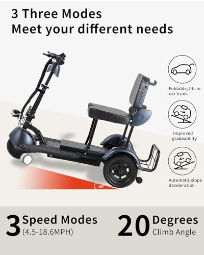 Black 3 Wheel Lightweight Folding Mobility Scooter A531
