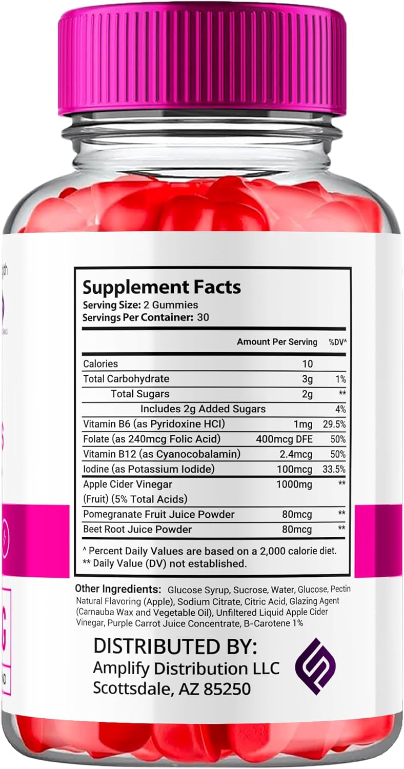 (2 Pack) ACV Gummies 1000mg Apple Cider Vinegar Vitamin B12 B6 Supplement (120 Gummies) G8984