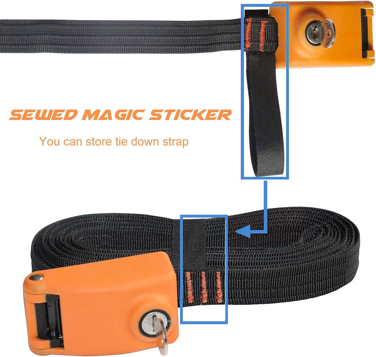 15ft Lockable Tie Down Strap with Silicone Buckle, 2 Pack (Orange) N93766