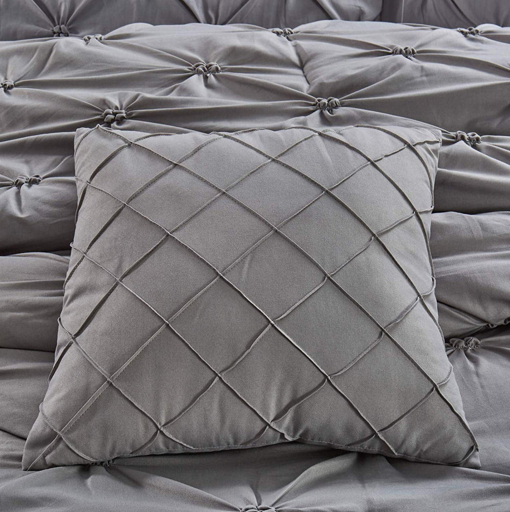 8 Piece Queen Grey Reversible Comforter Set B40199