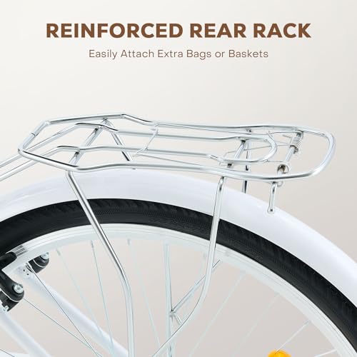24 26 inch 1 Speed Step Through Cruiser Bike with Basket P59753