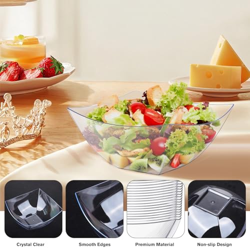 25 Pack 8 oz Clear Plastic Serving Bowls P7512