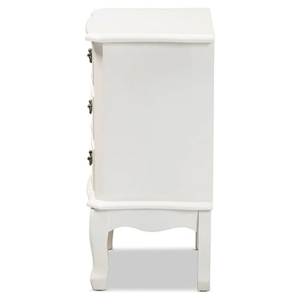 White 3-Drawer Wood Nightstand P63779