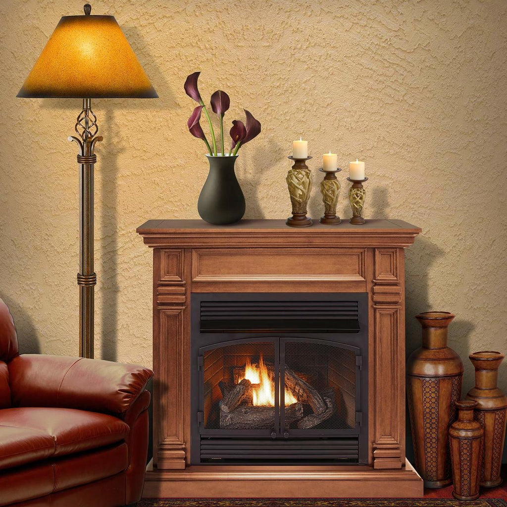32,000 BTU Vent Free Dual Fuel Mantel Fireplace Y32728