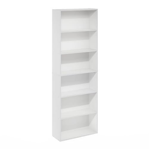 White 6-Tier Open Storage Bookcase W168