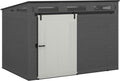 Gray and Black 10 Foot by 7 Foot Outdoor Plastic Storage Shed with Sliding Barn Door A552