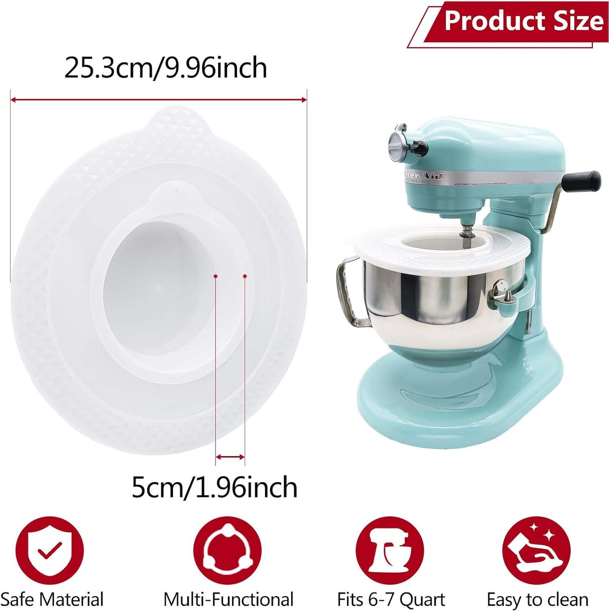 Mixer Bowl Covers for KitchenAid Stand Mixer 6-7 Quart Bowl-Lift E2419
