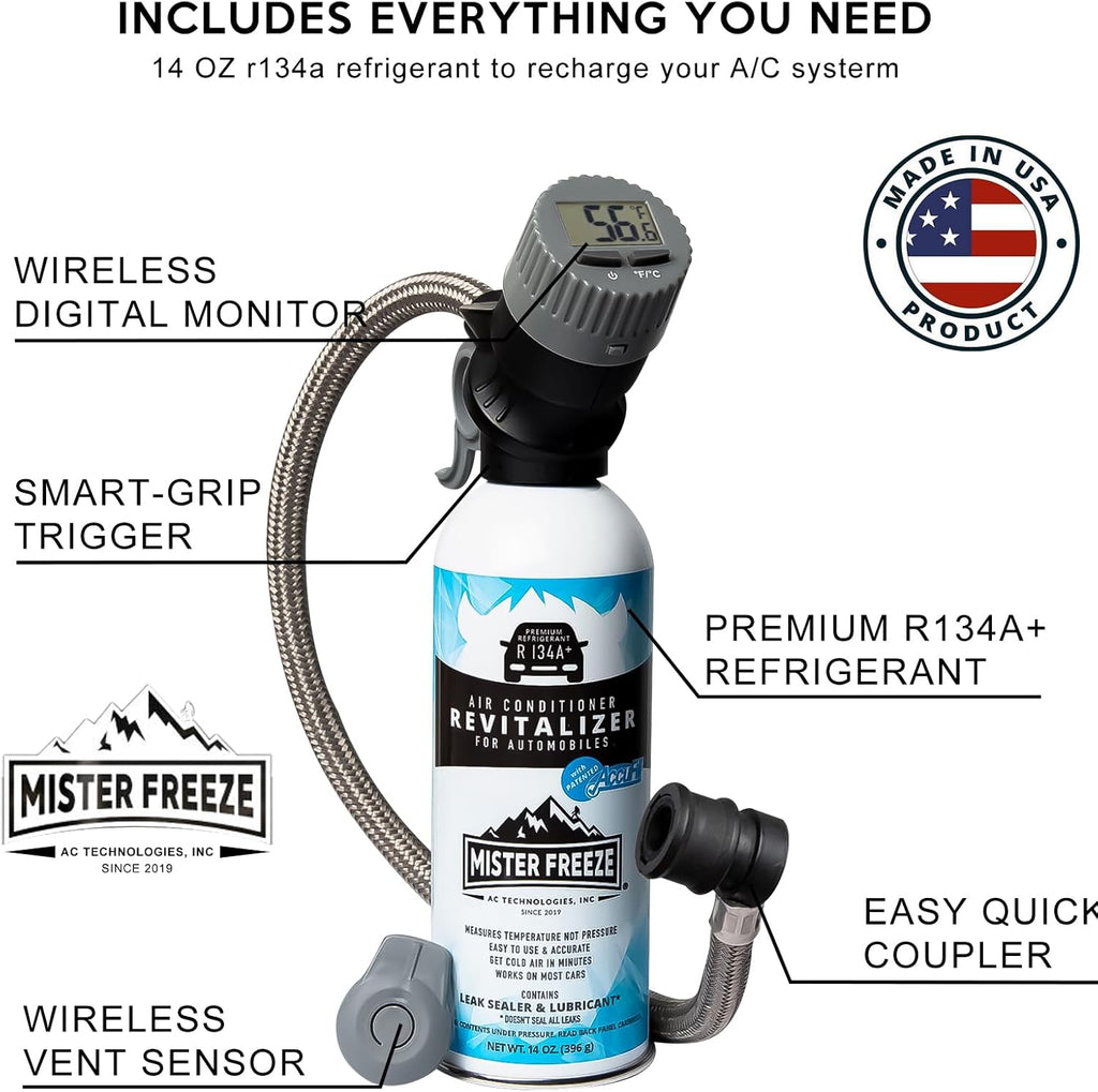 14 Oz R134a Refrigerant Recharge Kit with Wireless Digital Temperature Sensor T911233