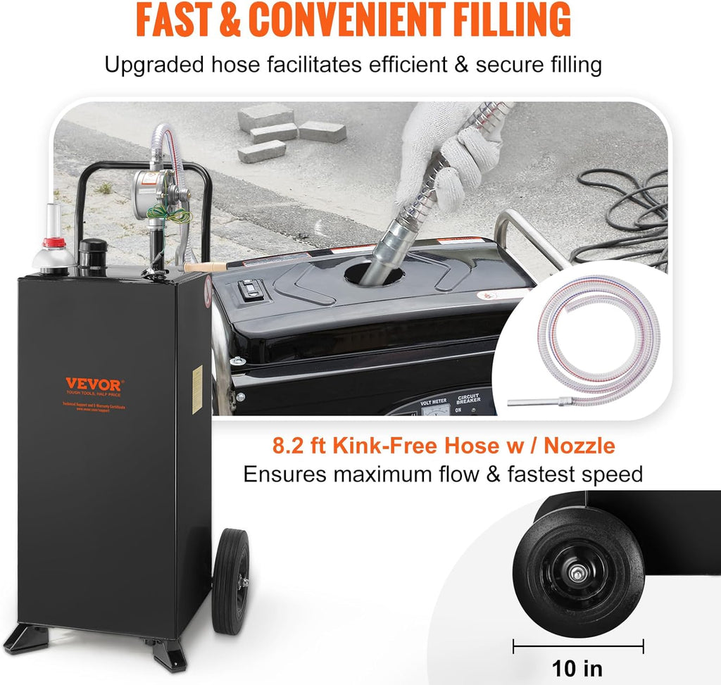 Black 30 Gallon Portable Fuel Caddy with Manual Transfer Pump Y572