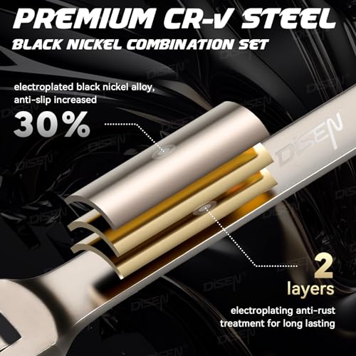 90 Teeth Flex-Head Ratcheting Wrench Set 12 Piece, SAE 1/4 to 3/4", Cr-V Steel, 12-Point, Nickel Plating Q93900