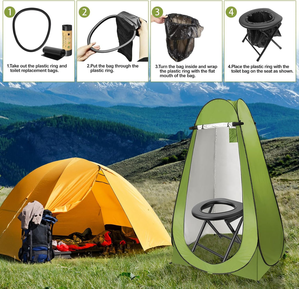 Portable Camping Toilet with Pop up Privacy Tent P31156