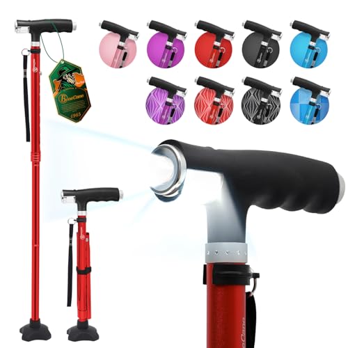 Folding Quad Cane with Two Led Lights S23333