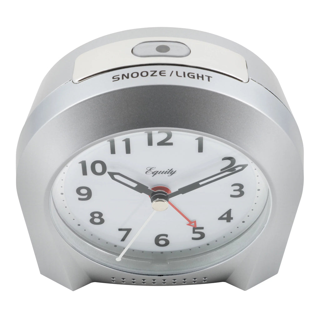 Silver Silent Sweep Night Vision Alarm Tabletop Clock Z661