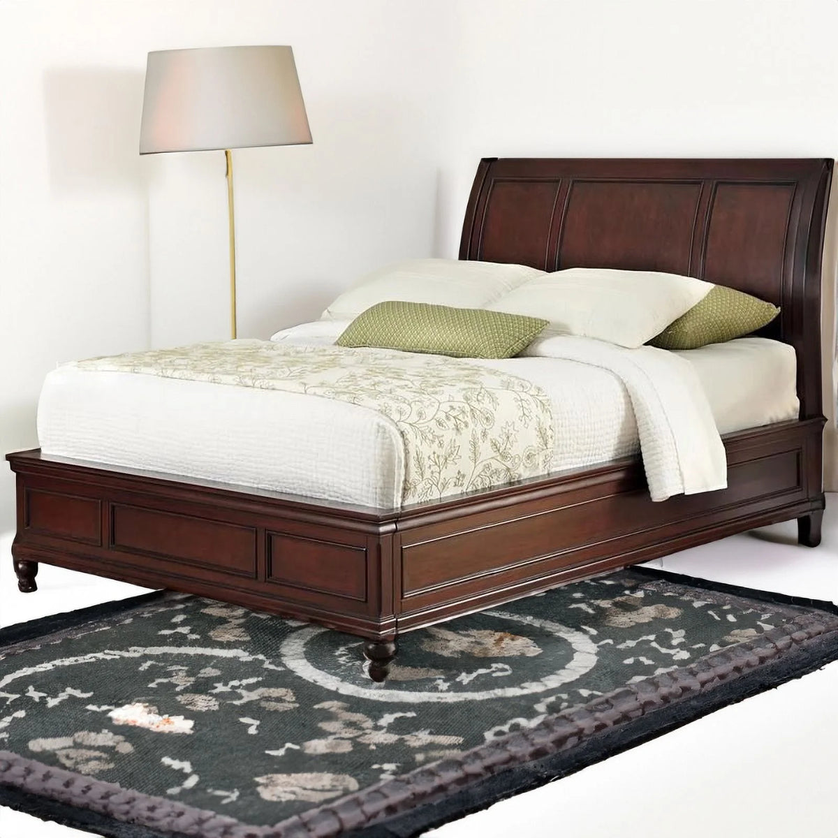 King Size Mahogany Wood Sleigh Bed Q375
