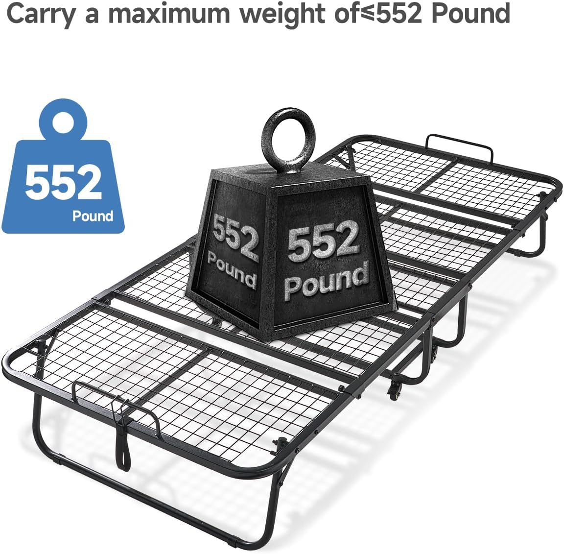 Folding Bed with 5.2" Thick Memory Foam Mattress, 79 * 35inch, Metal Folding Frame M845