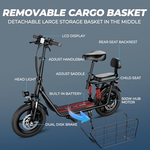 850W Peak Electric Scooter with Seat, 22MPH & 25 Miles Range, Dual Suspension, 14" Folding E Scooters G525998