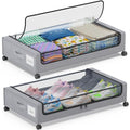 Black 2-Pack 60L Under Bed Storage Containers with Wheels and Clear Lids A895
