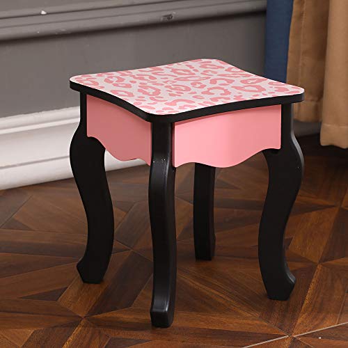 Pink Kids Vanity Table and Chair Set with Tri-Folding Mirror Y776