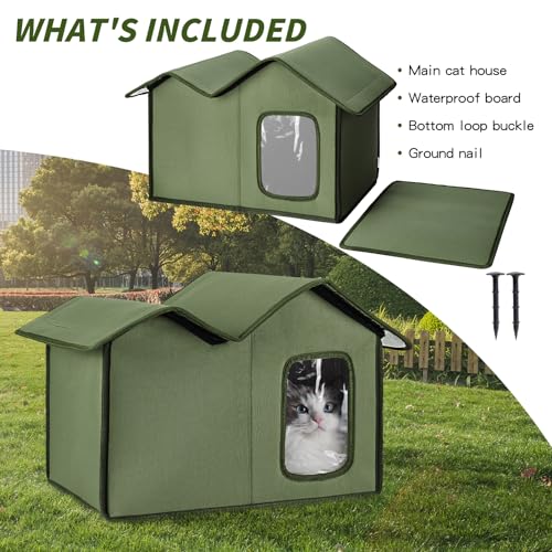 Outdoor Cat House Waterproof Insulated Shelter with Removable Washable Cover N2377