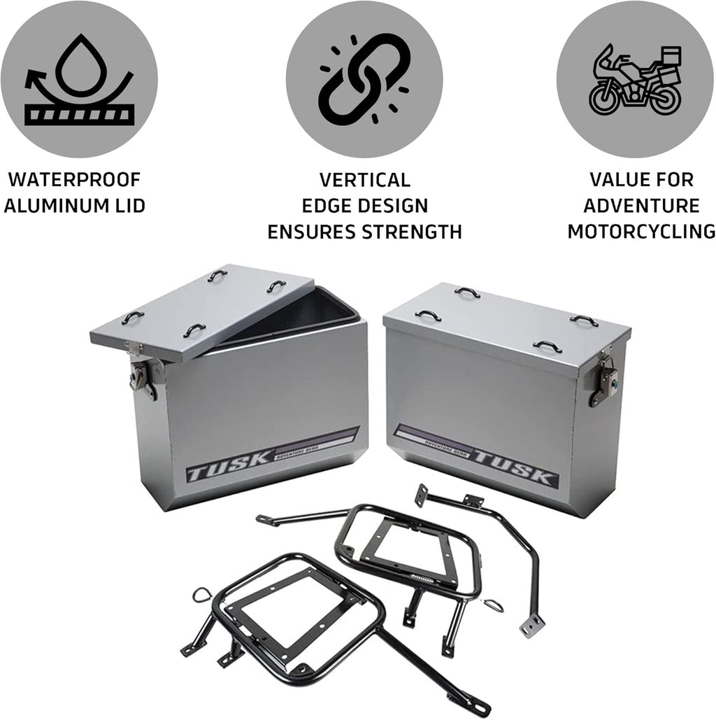 Large Silver Aluminum Panniers with Pannier Racks H546525
