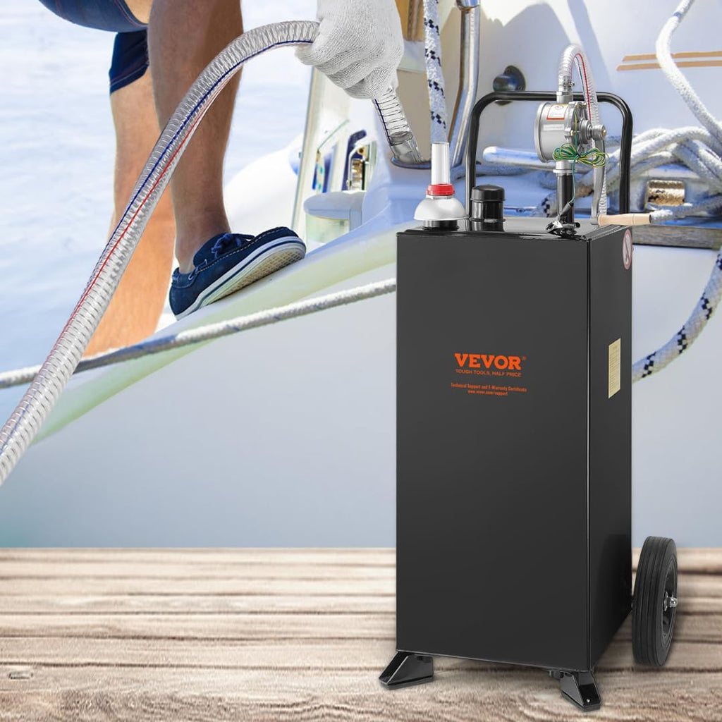 Black 30 Gallon Portable Fuel Caddy with Manual Transfer Pump Y572