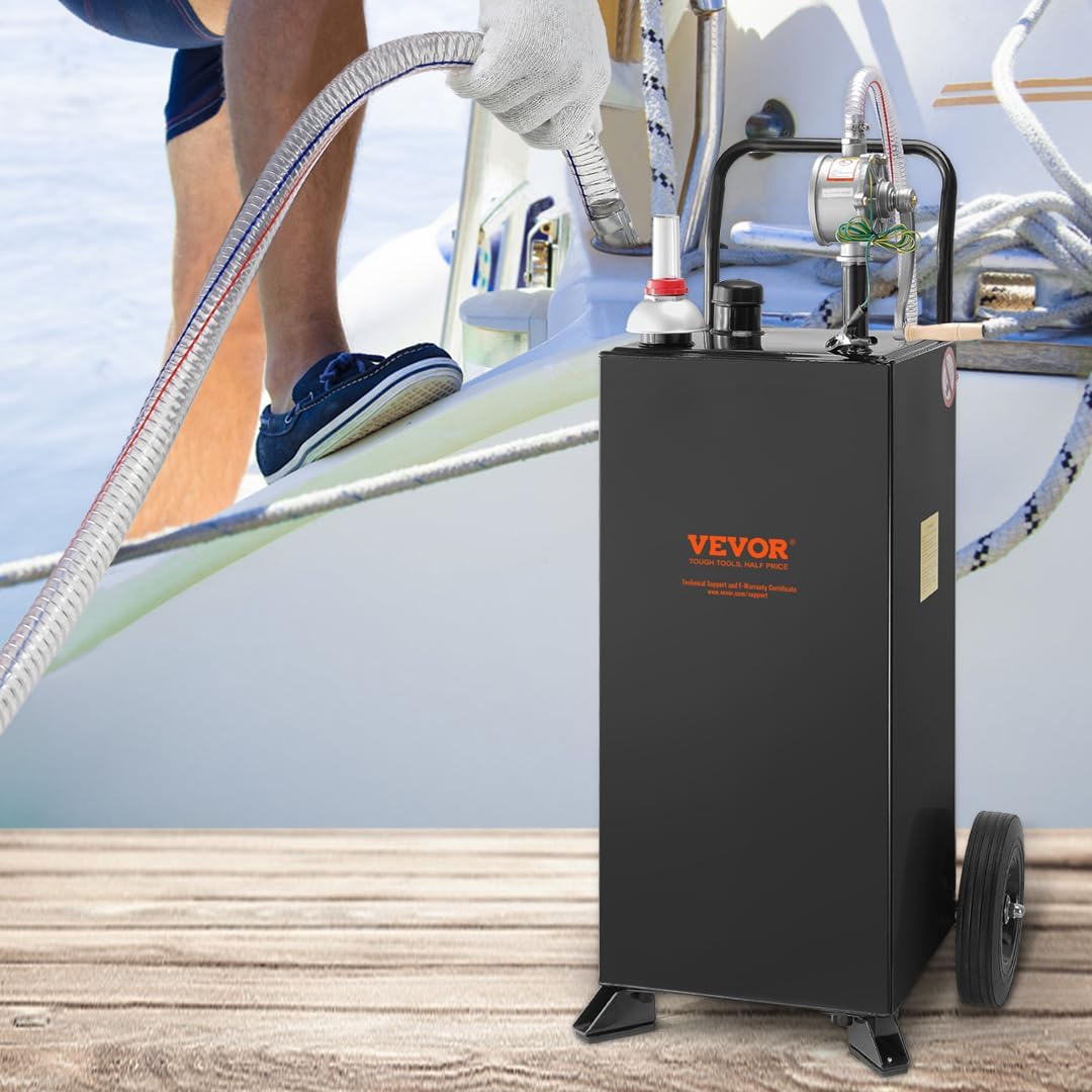 Black 30 Gallon Portable Fuel Caddy with Manual Transfer Pump Y572