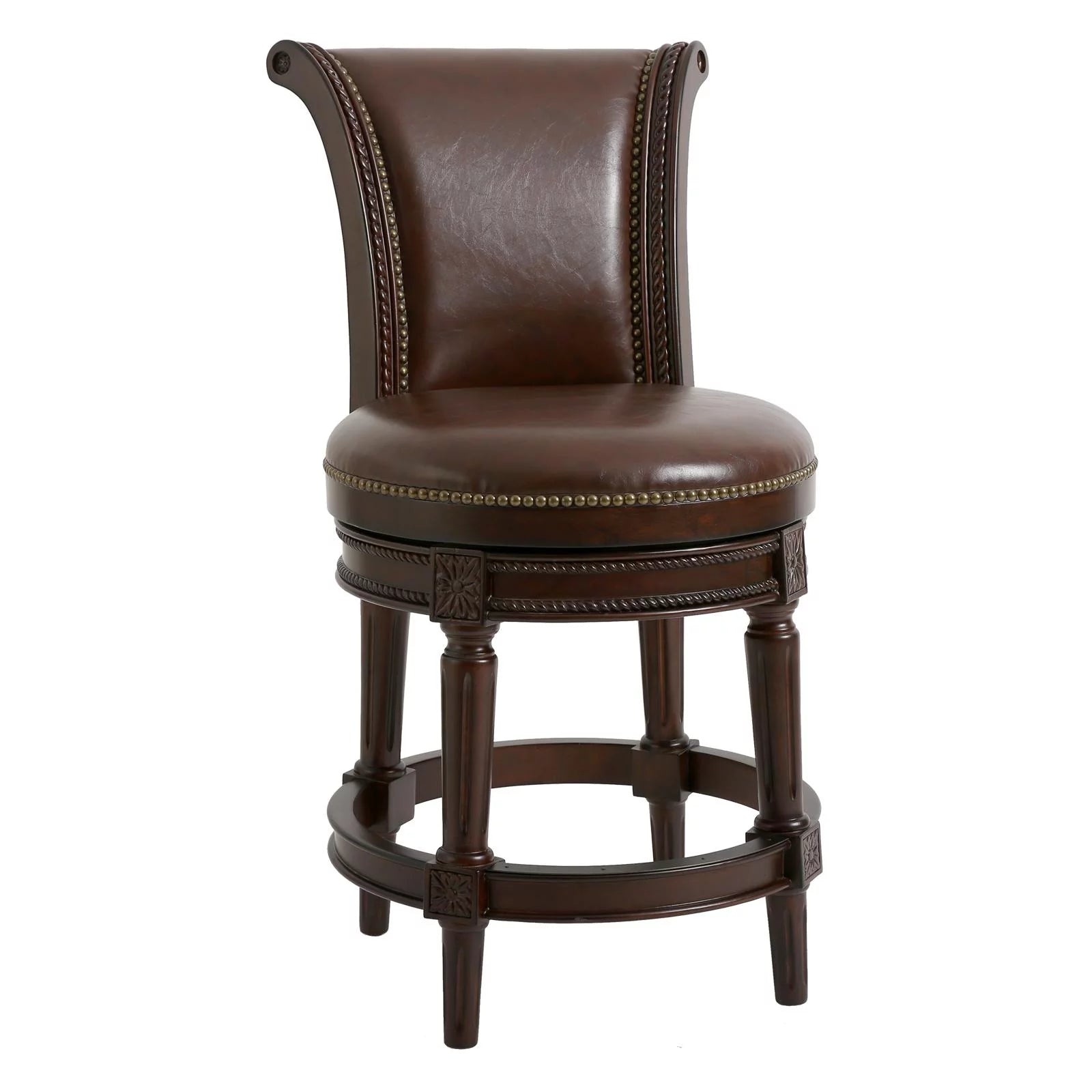 Walnut Wood Counter Height Swivel Barstool S465981