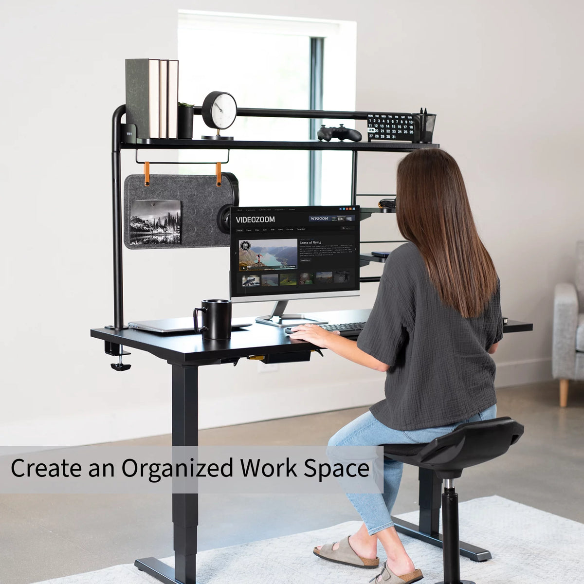 Clamp-on Desktop Shelving System with Magnetic Memo Board M26485