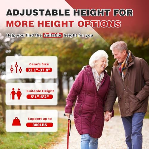 Folding Quad Cane with Two Led Lights S23333