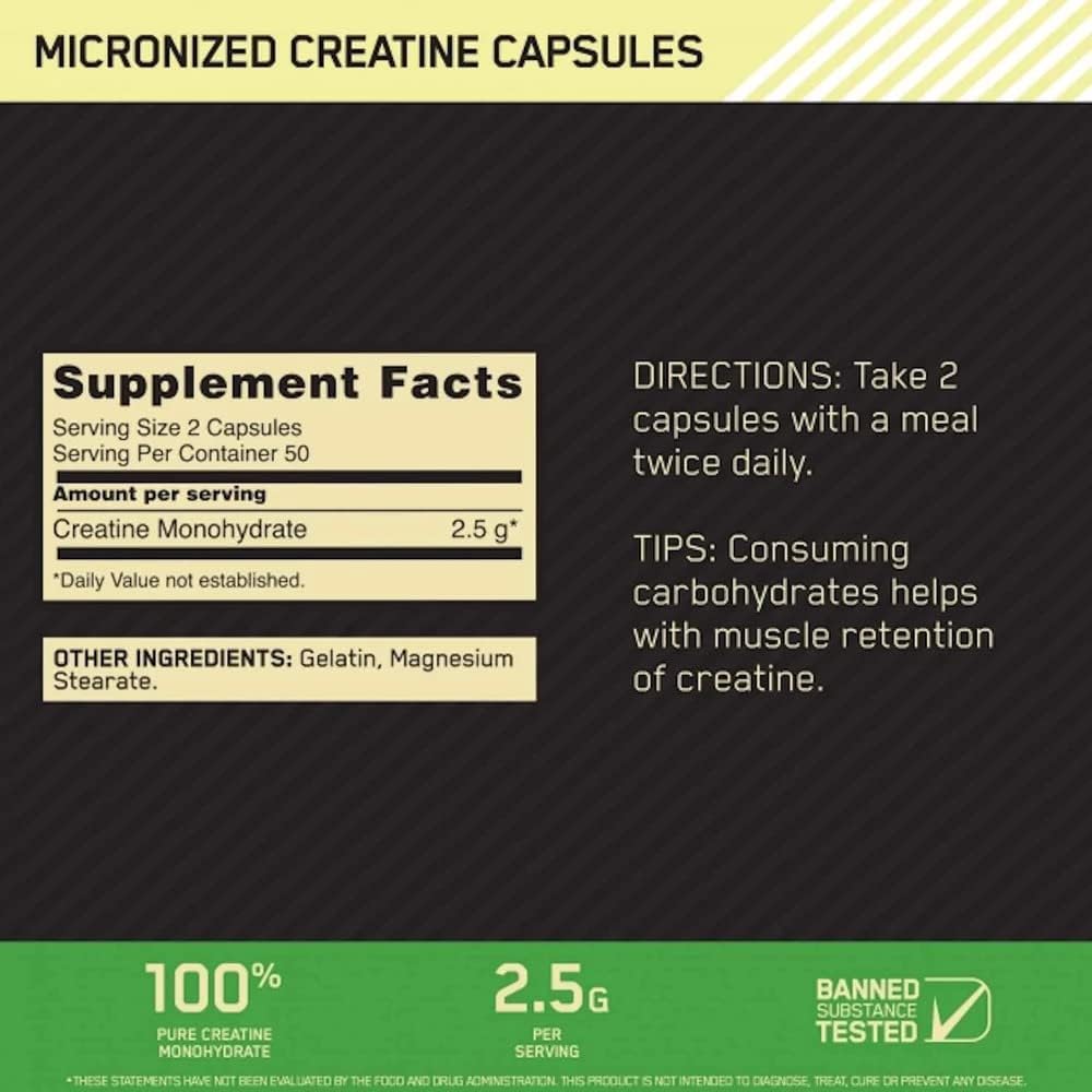 100 Caps Creatine Monohydrate Capsules L38009