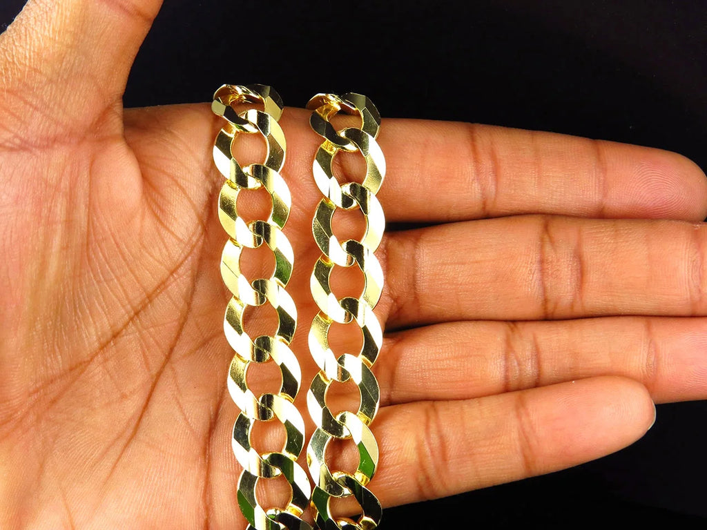 10K Yellow Gold Curb Link Chain Necklace 20-30" 13MM A5895