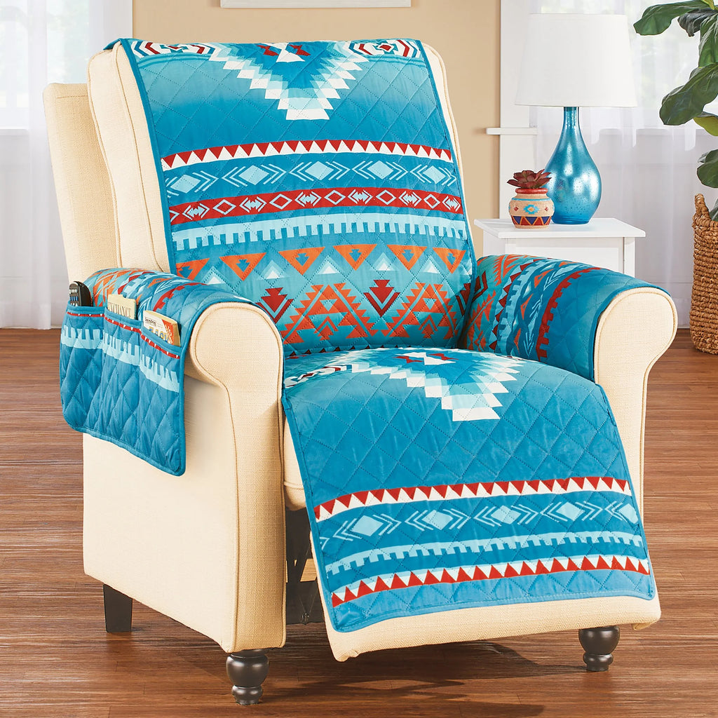 Quilted Turquoise Southwest Furniture Cover M9577