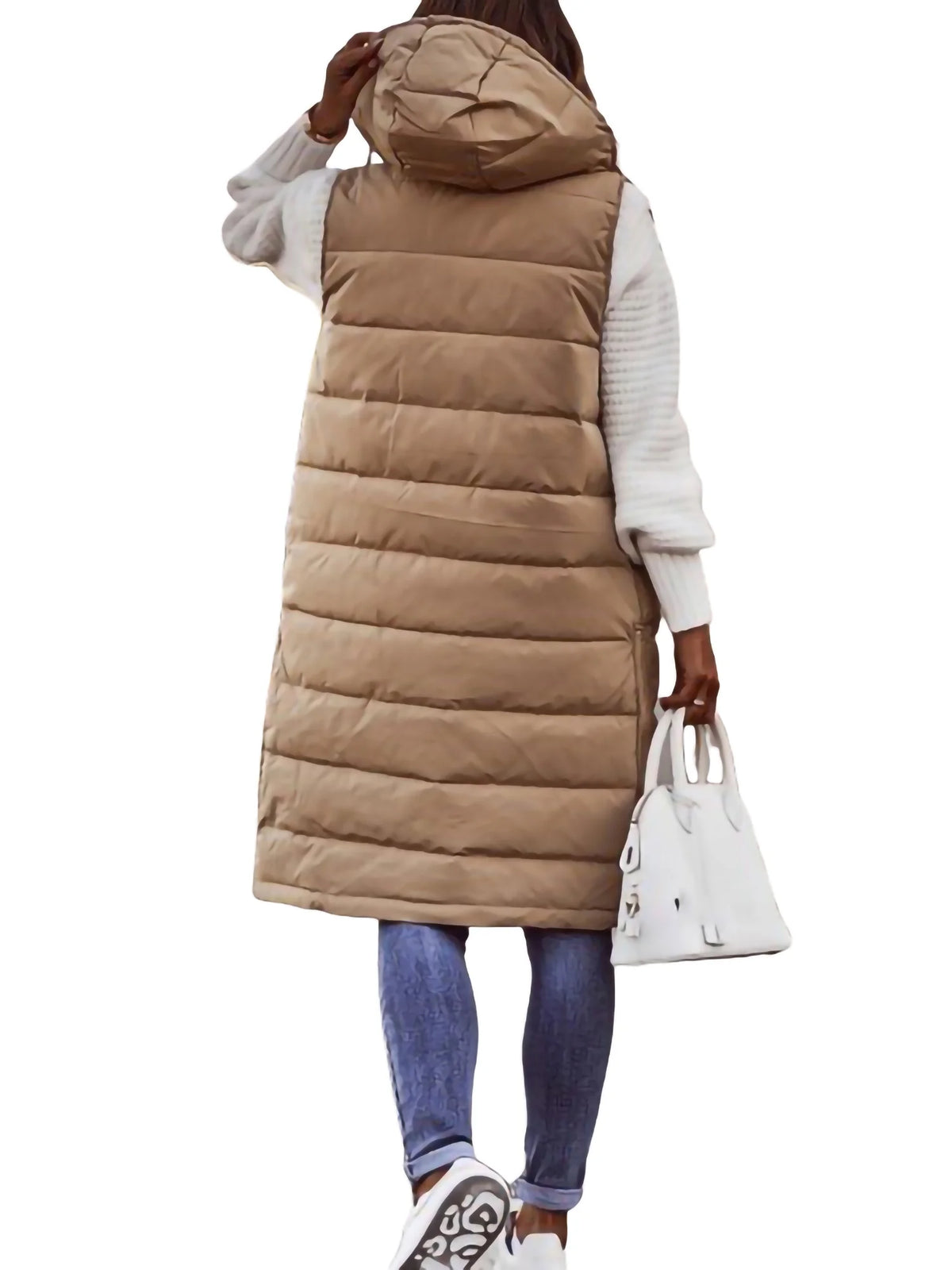 Women's Hooded Down Vest Sleeveless Puffer Jacket with Pockets P794