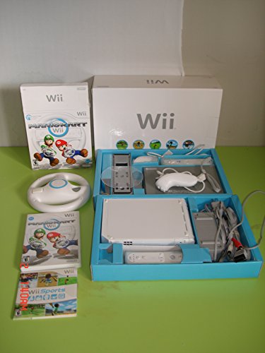 White Wii Console with Mario Kart Wii Bundle P4616