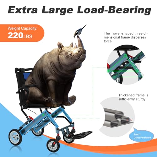 Ultra Light Transport Wheelchair with 8IN Honeycomb Tires T3660