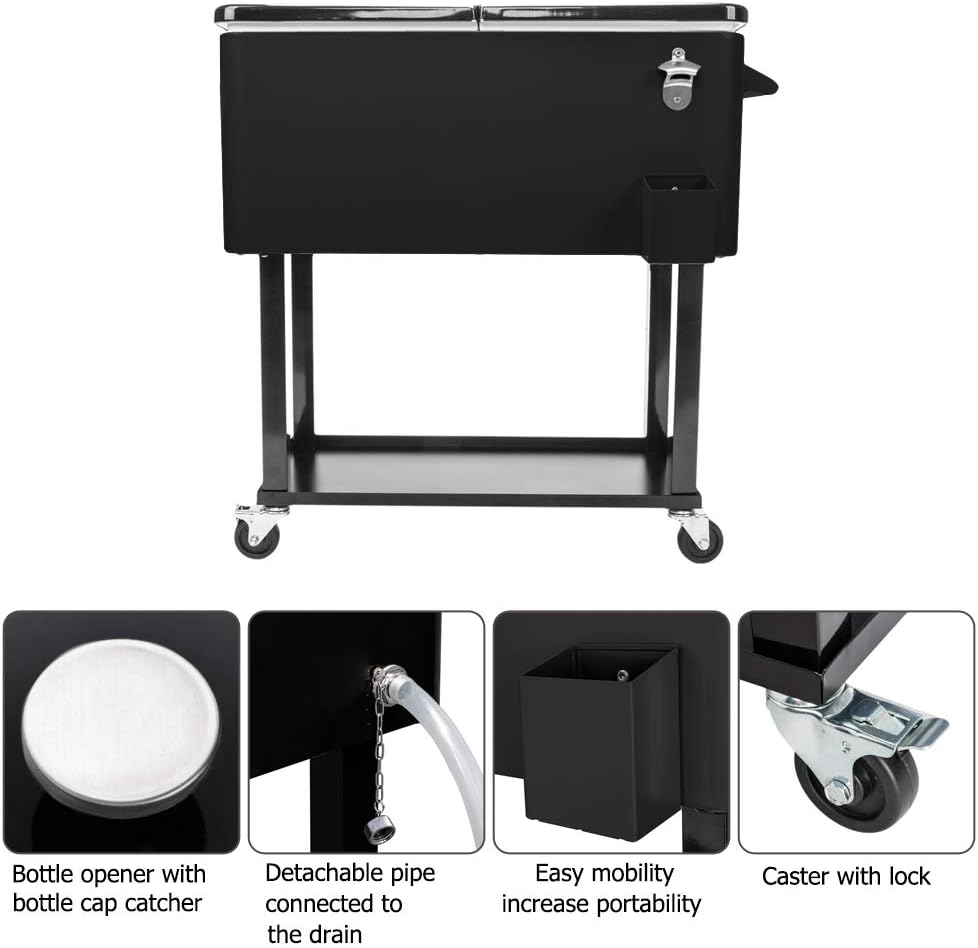 80 Quart Rolling Ice Chest with Shelf U57852
