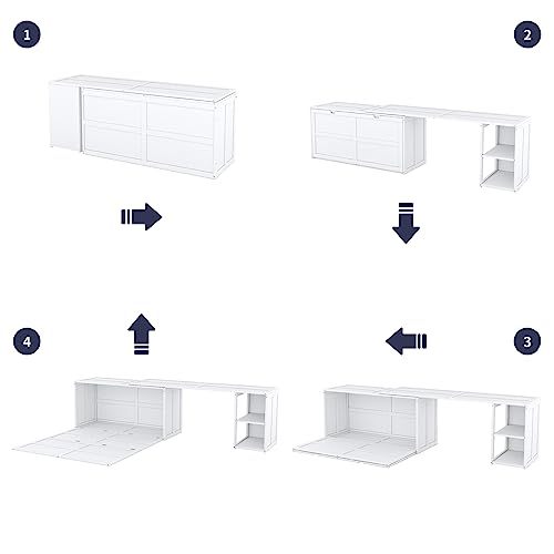 Gray Queen Wood Murphy Bed with Storage Drawer U347902