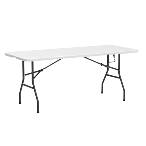 White 6 Foot Heavy Duty Plastic Folding Table M597134